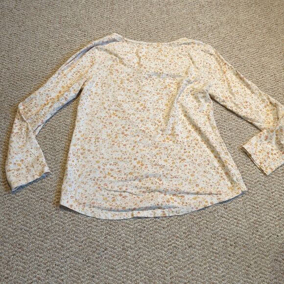 Ruff Hewn Long Sleeve V Neck Top Womens M Beige Floral Boho Cottagecore - Picture 5 of 8